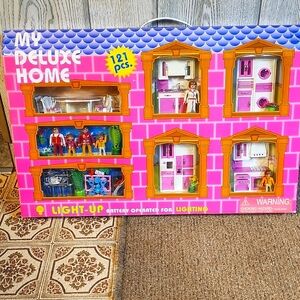 121 pc deluxe doll house furnishing.